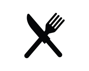 Fork and knife icon. Simple flat vector illustration isolated on white background.