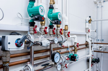 Boiler room equipment for modern heating system