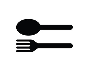 Spoon and fork icon. Simple flat vector illustration isolated on white background.