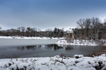 Mittagsee in Magdeburg, Winter, Schnee, Idylle, Stadtpark, Januar, trist, melancholie, panorama, Natur