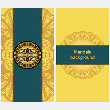 Ornamental floral cards or invitation with mandala. Vector illustration