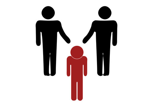 Icono de desigualdad de dos personas discriminando a otra.
