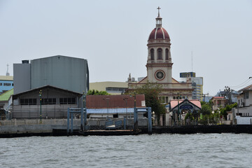 View of the Roman Catholic Santa Cruz Church in Bangkok from the Chao Phraya River
