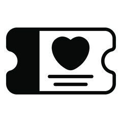 heart, love ticket black vector simple icon collection for valentine day.