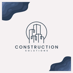 construction, line art , building ,logo design vector