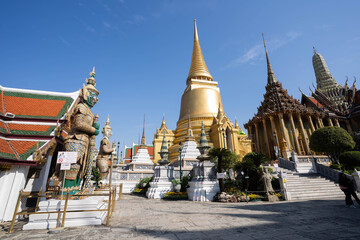 Fototapeta premium The beautiful of Wat Phra Si Rattana Satsadaram or Wat Phra Kaew landmark in Bangkok Thailand..
