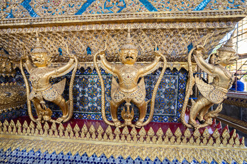Beautiful temple of Wat Phra Kaew landmark in Bangkok Thailand, .Travel concept.