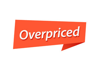 Overpriced banner design vector, Overpriced text