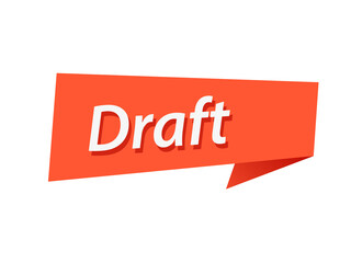 Draft banner design vector. Draft text