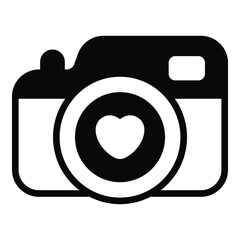 love photography, camera black vector simple icon collection for valentine day.