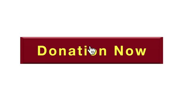 Red donation button with animations arrow on white background