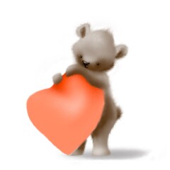 Cute bear with heart, animal portrait