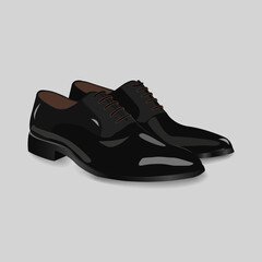 Vector men classic  black shoes isolated on the white background