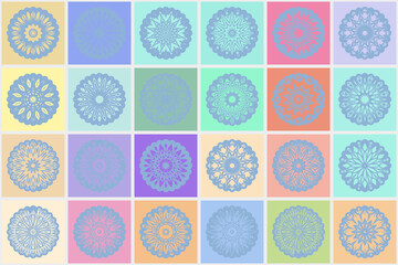 Abstract mosaic with flower mandala. Vector illustration