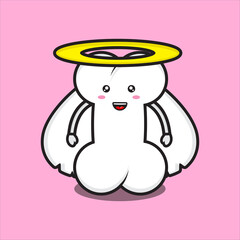 cute bone mascot as an angel, cute bone mascot character vector eps 10 on white background