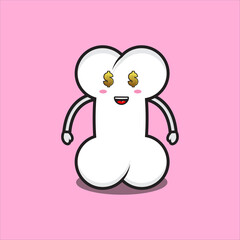 cute bone mascot with dollar eye, cute bone mascot character vector eps 10 on white background