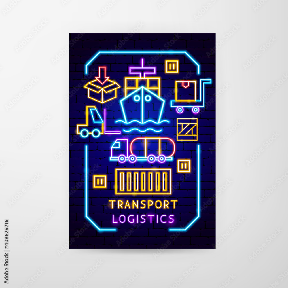 Canvas Prints transport logistics neon flyer