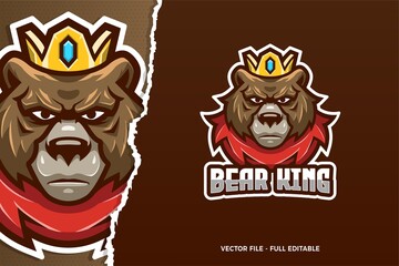Bear King E-sport Logo Template