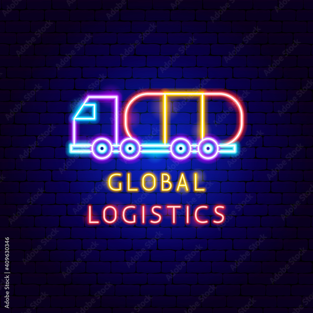 Poster global logistics neon label