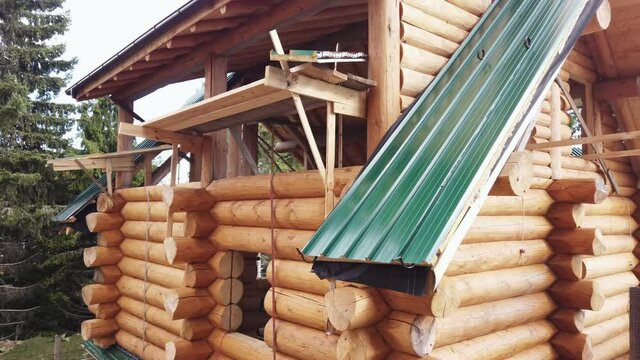 Construction from wooden log house