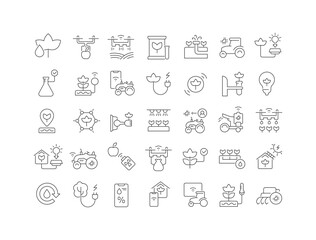 Set of linear icons of Agriculture Technology