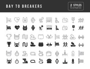 Set of simple icons of Bay to Breakers