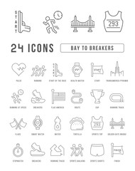 Set of linear icons of Bay to Breakers