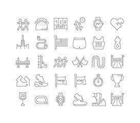 Set of linear icons of Bay to Breakers