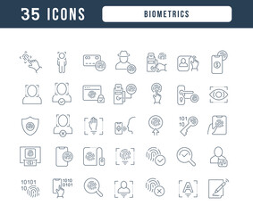 Fototapeta na wymiar Set of linear icons of Biometrics