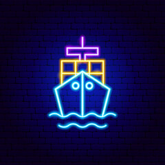 Cargo Ship Logistics Neon Sign