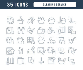 Set of linear icons of Cleaning Service