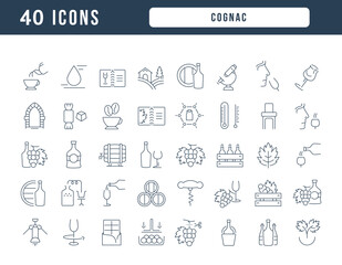 Set of linear icons of Cognac