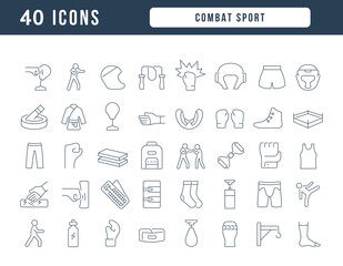 Set of linear icons of Combat Sport