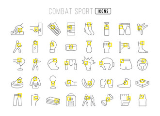 Fototapeta na wymiar Set of linear icons of Combat Sport