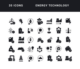 Set of simple icons of Energy Technology