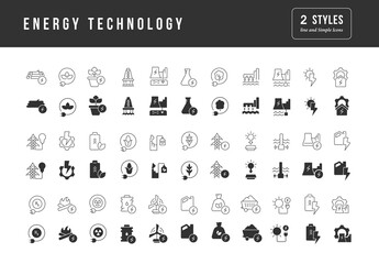 Set of simple icons of Energy Technology
