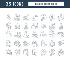 Set of linear icons of Energy Technology