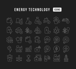 Set of linear icons of Energy Technology