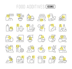 Fototapeta premium Set of linear icons of Food Additives