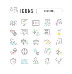 Set of linear icons of Football