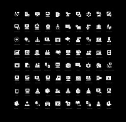 Set of simple icons of Freelance and Online Education