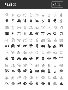 Set of simple icons of France
