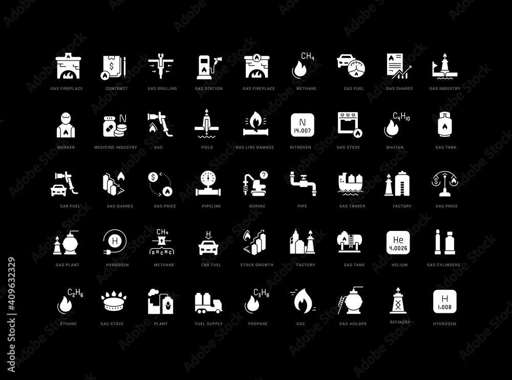 Wall mural set of simple icons of gas industry