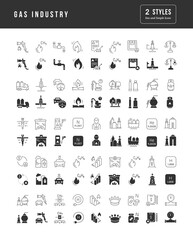 Set of simple icons of Gas Industry