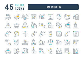 Set of linear icons of Gas Industry