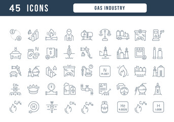 Set of linear icons of Gas Industry