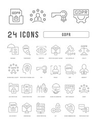 Set of linear icons of GDPR