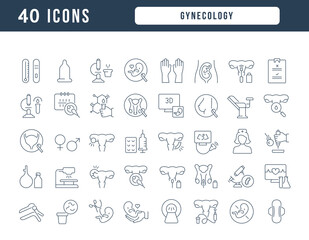 Set of linear icons of Gynecology