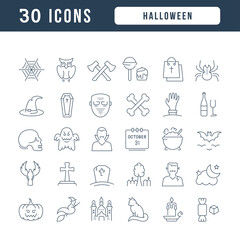 Set of linear icons of Halloween