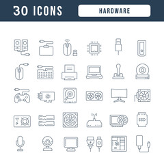 Set of linear icons of Hardware